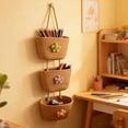 thumbnail image 5 of SLYNSHome Over the Door Hanging Basket,3-Tier Woven Cotton Wall-Mounted Storage Organizer Bag Decorative Hanging Kitchen Baskets, 5 of 6