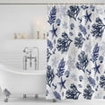 thumbnail image 4 of Navy Blue Coastal Waterproof Fabric Shower Curtain,Coral Shell Summer Beach Nautical Waterproof Fabric Shower Curtain for Bathroom Curtains Bathtubs Hotel Shower Curtains with 12 Hooks Stall 54x78in, 4 of 8
