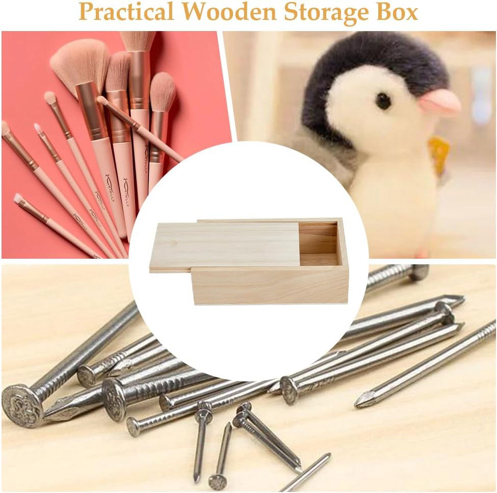6Pcs Wood Box with Slide Lid 6.6x3.7inch Unfinished Wooden Storage Box Small Wooden Box Trinket Storage Box with Slide Top for DIY Crafts Home Decoration Jewelry 6pcs