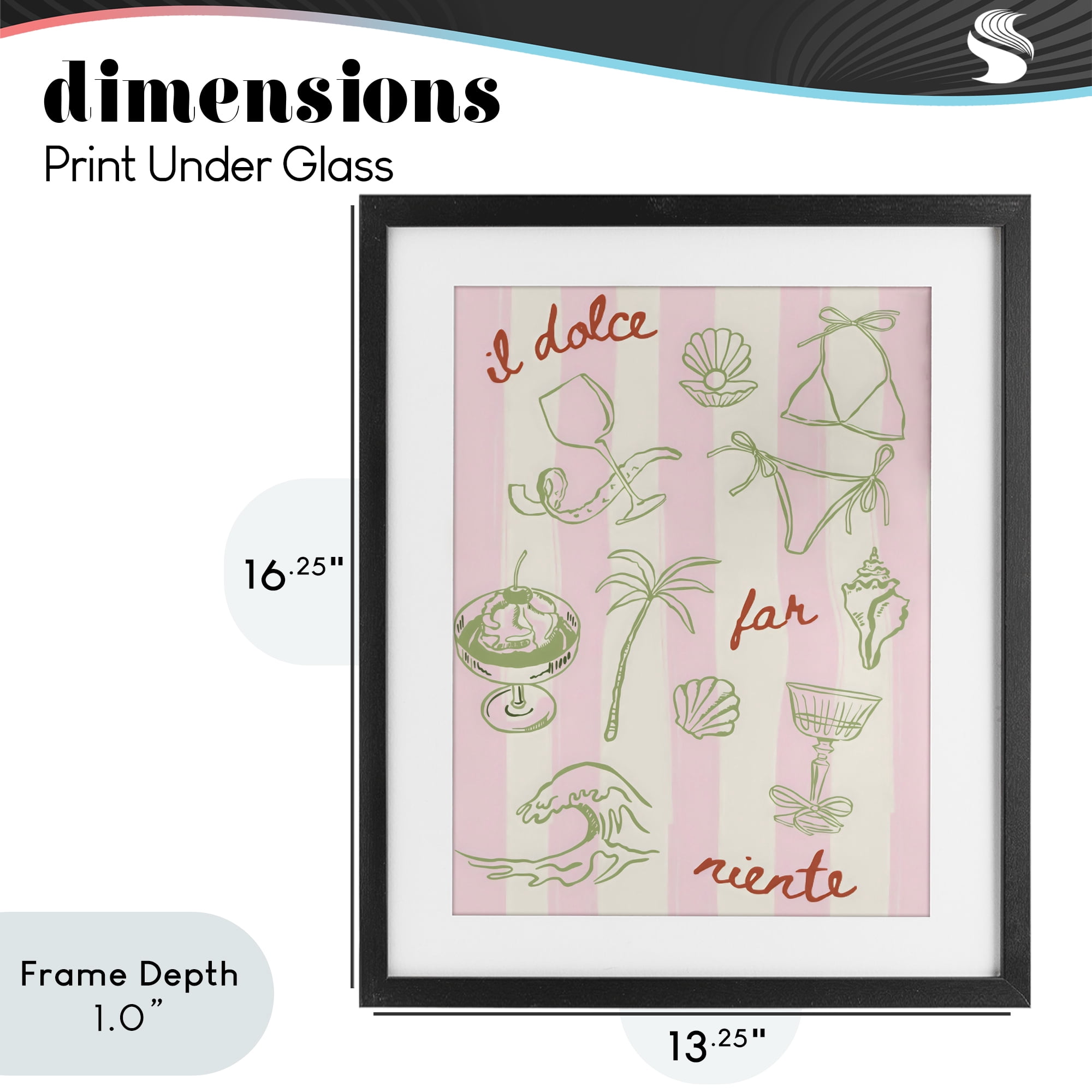 Stupell Industries Il Dolce Far Niente Beach Saying Black Framed Print Under Glass, design by The Prints Vibe