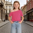 thumbnail image 7 of OGLCCG Girls Off The Shoulder Tops Asymmetrical Short Sleeve Summer Tee Shirts Casual Soft Cold Shoulder Blouse 5-14 Years, 7 of 7