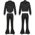 thumbnail image 5 of iiniim Kids Girls Modern Jazz Hip Hop Dance Outfits Long Sleeves Bomber Jacket with Bell-bottoms Pants Set Size 6-16 Black 16, 5 of 7