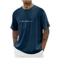 thumbnail image 6 of Afuyipoi Men's Drop-Shoulder Letter Print T-Shirt,Relaxed Fit Round Neck Short Sleeve Athletic Wear Navy S, 6 of 6
