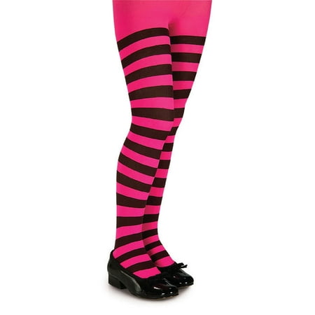 Child Pink Black Striped Stripe Tights Stockings Pantyhose Costume Accessory