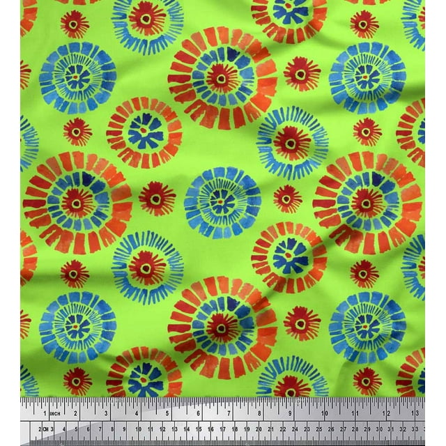 Soimoi Modal Satin Fabric Brush Stroke Abstract Printed Fabric 1 Yard 42 Inch Wide