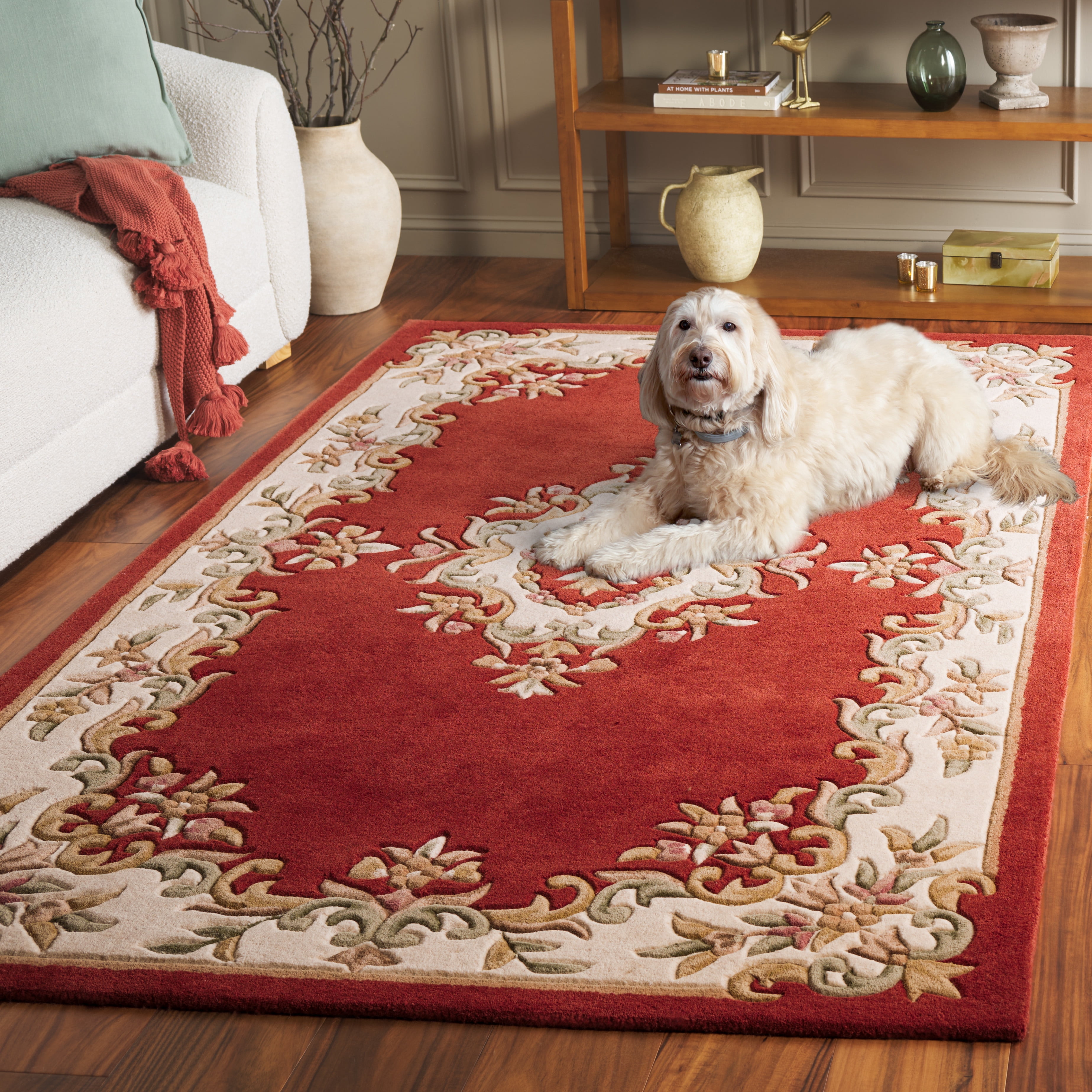 SAFAVIEH Aubusson Albus Medallion Area Rug, Rust/Ivory, 6' x 9