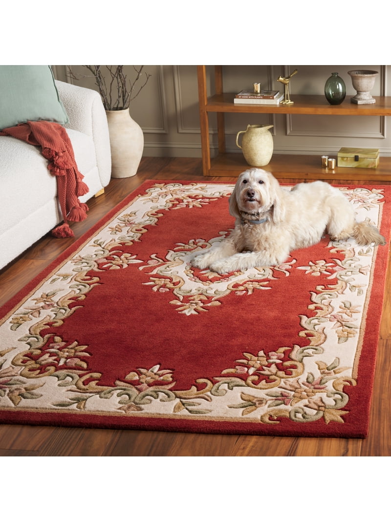 SAFAVIEH Aubusson Albus Medallion Area Rug, Rust/Ivory, 4' x 6