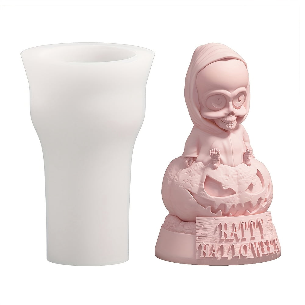 5-Piece Spooky Ghost Candle Mold Set DIY Pumpkin Zombie Plaster Epoxy Resin Silicone Molds Unique Artistic Handcrafted Resin Materials Halloween Party Decorations, Furniture Ornaments & Accessories