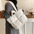thumbnail image 2 of Xingzhi Nylon Waterproof Luxury Check Tote Bag Practical And Convenient Comfortable Soft Pillow Handbag Coffee, 2 of 6