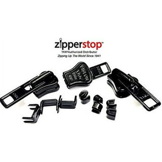 Ykk zipper repair kit solution vislon #10 slider / pull type plastic - (non  lock double pulls, black 2 pulls-top stoppers)