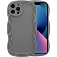 thumbnail image 2 of for iPhone 13 Pro Max Case 6.7 Inch Curly Wave Frame Phone Case Cute Design Color Aesthetic Phone Case Soft TPU Shockproof Protective Bumper Case Cover for Girls, Gray, 2 of 7