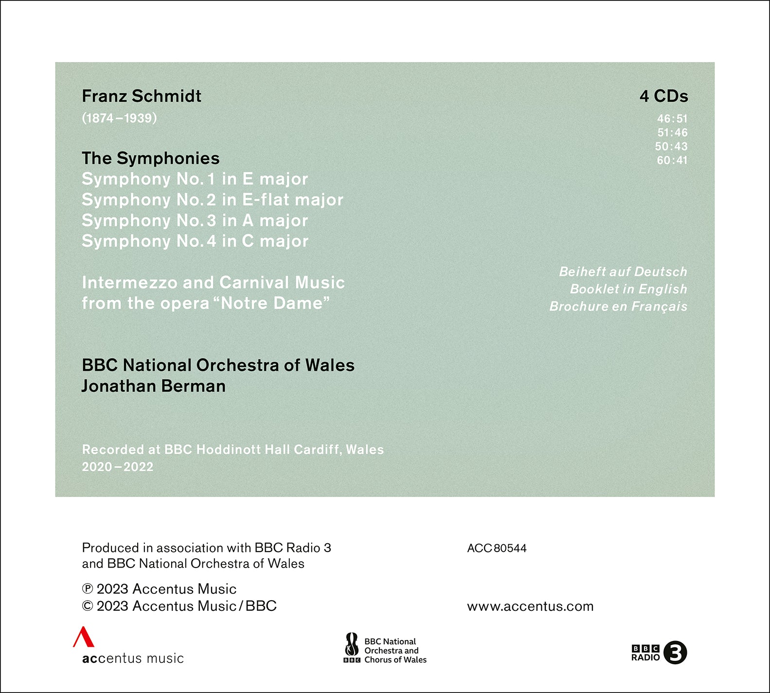 Schmdit / BBC National Orchestra of Wales - Symphonies - Music & Performance - CD