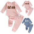 thumbnail image 5 of YDFCWXW Baby Girl Set Romper Pants Waffle Clothes | Long Sleeve Letter Embroidery Jumpsuit Bodysuit (Blue, 6-12Months), 5 of 9