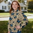 thumbnail image 3 of Uourmeti Leopard Print Blue Butterfly Girls Cozy Sweatshirt Half Zip Pullover Sweatshirts Soft Comfy Casual Loose for Weekend Home House Size 9-10, 3 of 7
