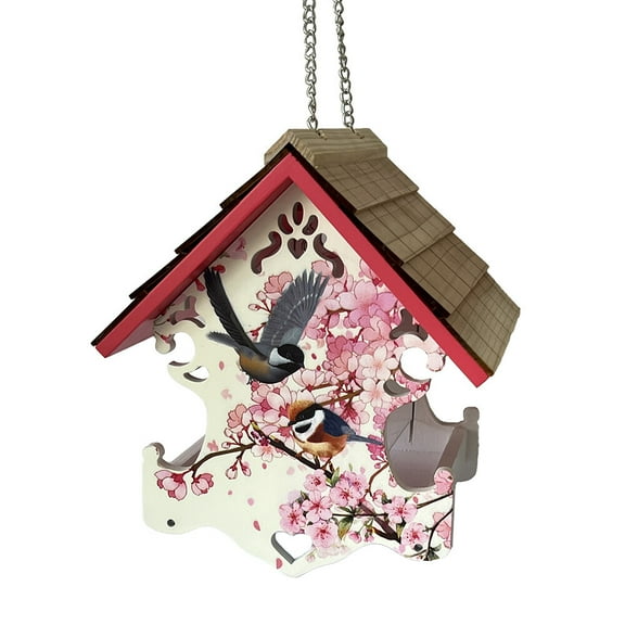 Love Nest Bird Feeder - Cherry Blossom & Chickadee Print