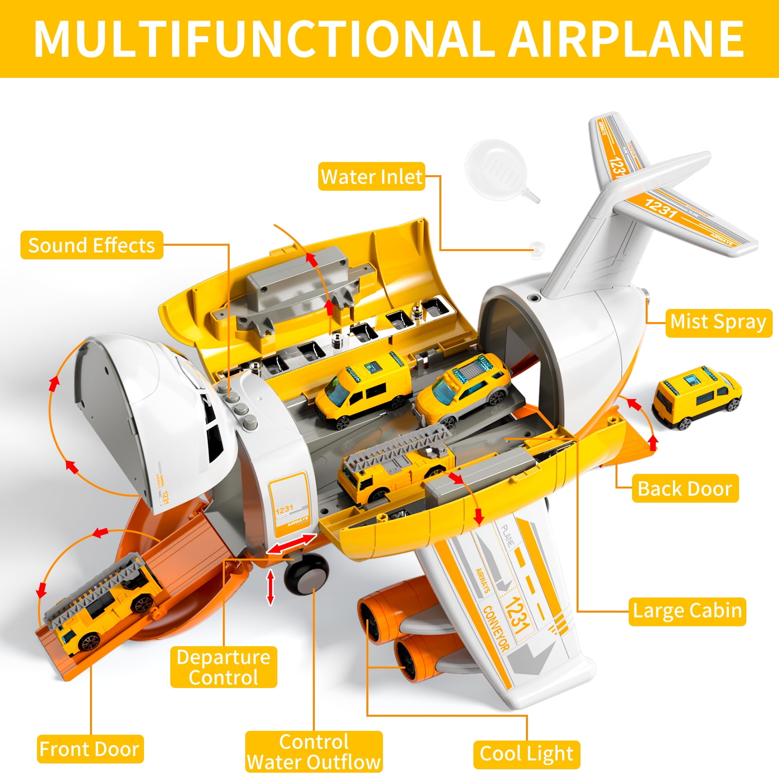 Lucky Doug Plane Toys for Toddlers Ages 1-6, Toddlers Airplane Car Toys, 1-6 Years Old Boys Gifts