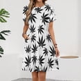 thumbnail image 2 of Weed Pattern Short Sleeve Dress Women Summer Evening Dresses Ladies Sundress, 2 of 7