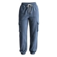 thumbnail image 4 of ZHYou No Boundarie Womens Cargo Pants Cuffed Casual Drawstring Elastic Waisted Loose Casual Athletic Sweatpants with Pockets,Gray,Size 3XL, 4 of 6
