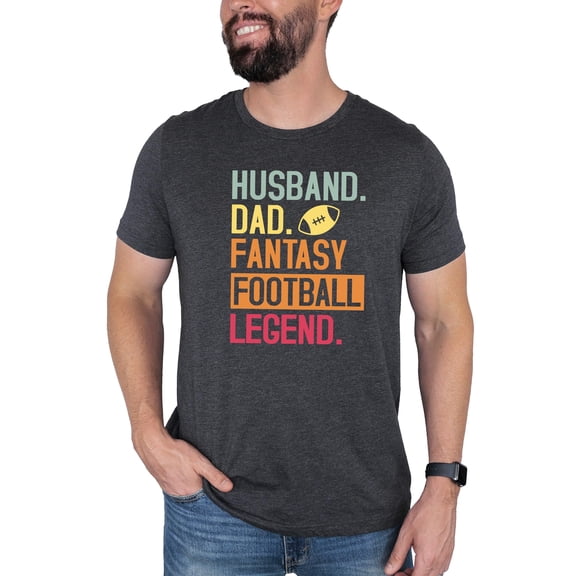 Husband Dad Fantasy Football Legend T-Shirt Funny Sports Dad Tee Dark Gray Heather Shirt Adult 2XL