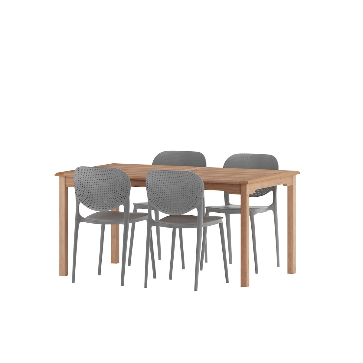 Amazonia Mercurie 5- Piece Teak Wood Outdoor Dining Set Gray
