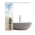 thumbnail image 2 of MYPOP Beach Ocean Theme Polyester Fabric Shower Curtain, Boat on Beach at Sunrise Time Bathroom Set with Hooks, 60 By 72 Inches, Blue Beige, 2 of 2