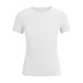 thumbnail image 6 of UAMVSH Girls Short Sleeve T Shirts Kids Ribbed Knit Crewneck Basic Tees Comfy Casual Slim Fit Summer Tops 5-16 Years, 6 of 7
