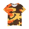 thumbnail image 3 of Kids Cotton Camo T-Shirts Boys Girls Short Sleeve Color Block Tops Casual Toddler Cute Graphic Tees Shirts Brown， 3 Years, 3 of 4