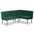 thumbnail image 1 of Bowery Hill Ensemble de Coin-Repas 2 Pcs en Velours Vert et Bois Brun, 1 of 9