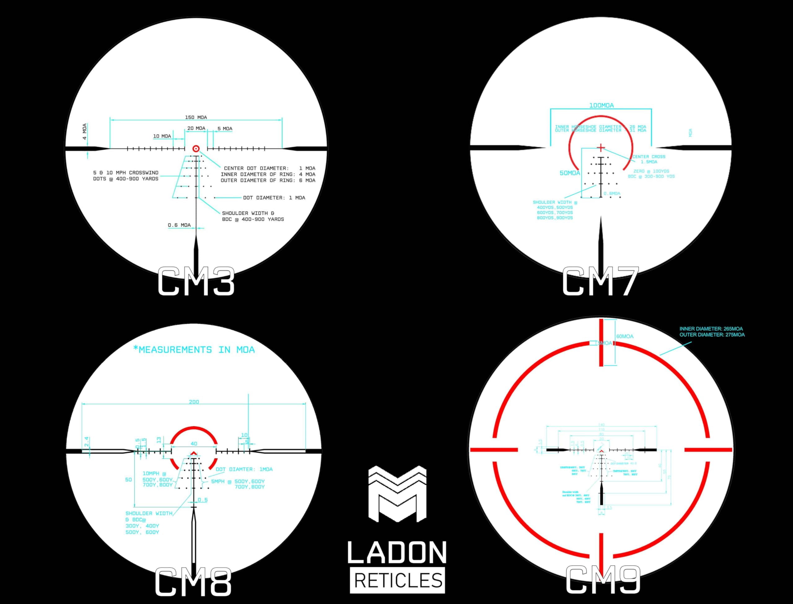 Monstrum Ladon 1-6x24mm LPVO 30mm Tube Rifle Scope, First Focal Plane, CM7 Reticle, Black