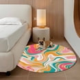thumbnail image 2 of Round Rugs 3Ft, Colorful Moire Round Area Rug Washable Indoor Throw Carpet, Art Abstract Geometric Modern Small Non Slip Circle Rug for Bedroom Living Room Home Decor Aesthetic, 2 of 8