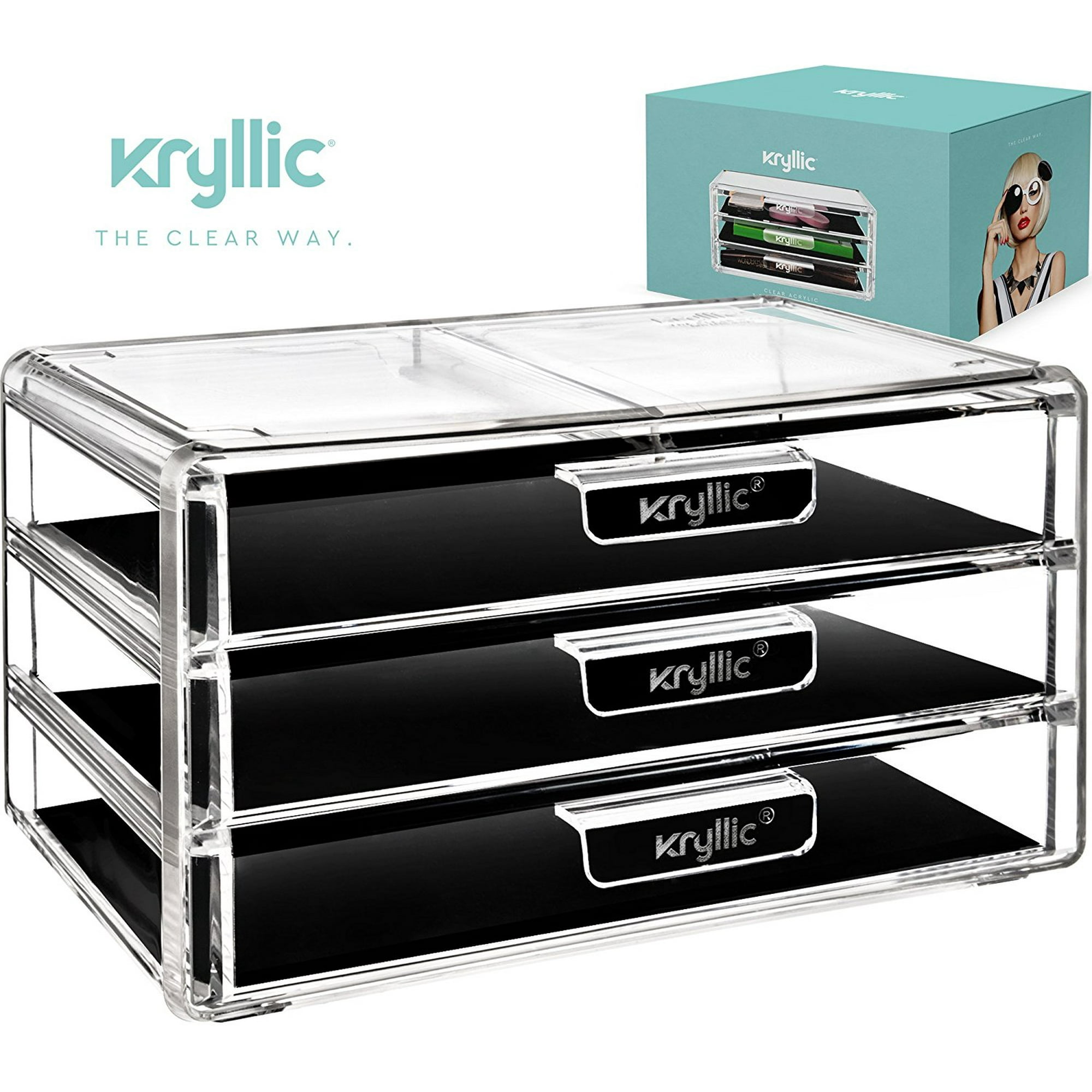 Kryllic Acrylic Makeup Jewelry Cosmetic Organizer Clear Acrylic