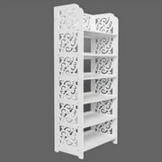 Ktaxon 6 Tier Decorative Carved Shoe Rack Shoe Shelf Closet Storage Organizer Shoe Space Saving for Entryway Bedroom Living Room, White Finish