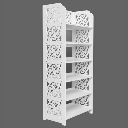 Condition photo showing New/Like New for ktaxon 6 tier decorative carved shoe rack shoe shelf closet storage organizer shoe space saving for entryway bedroom living room  white finish