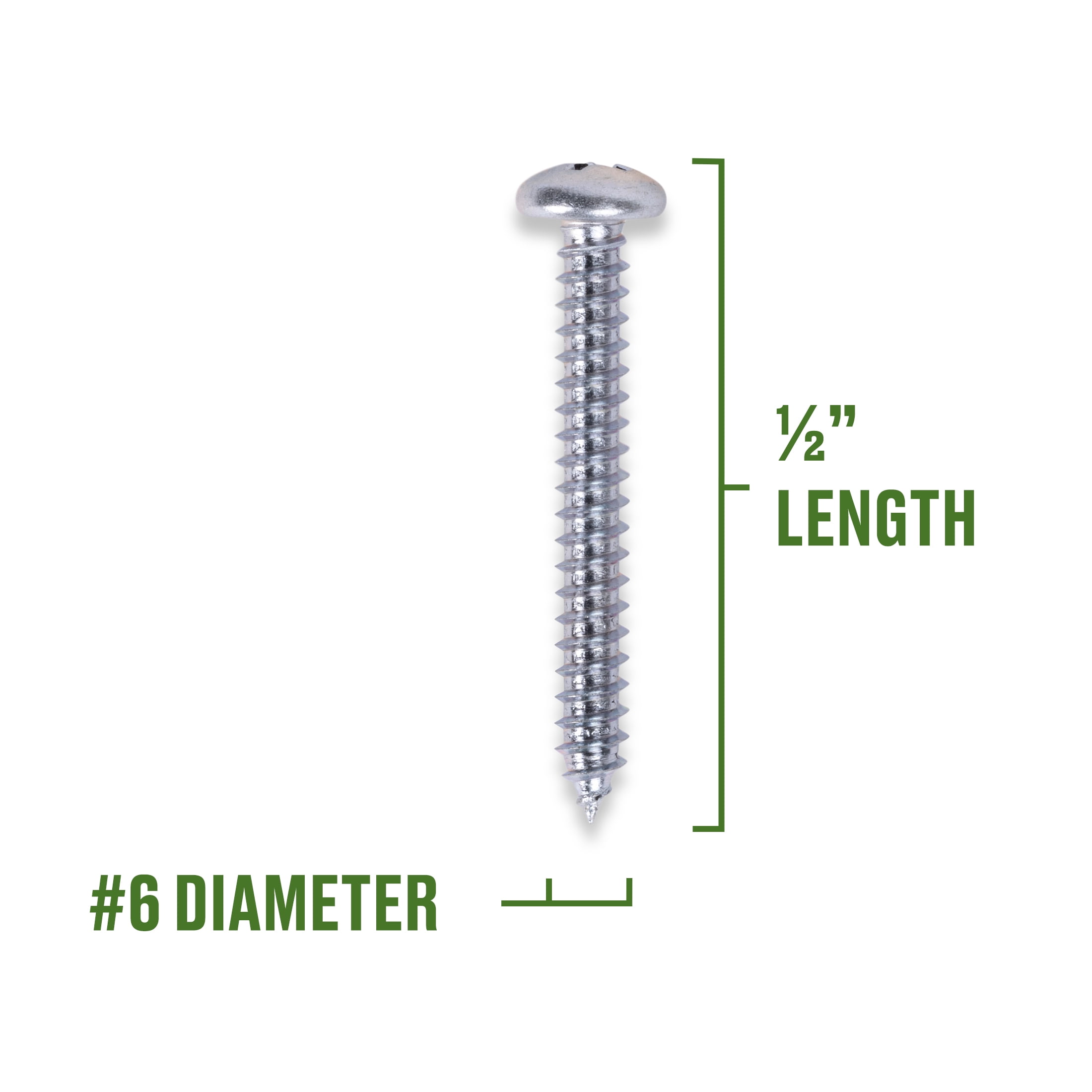 (5 pack) Hillman Sheet Metal Screws, #6 x 1/2", Steel, Zinc, Interior, Phillips, Silver, 31 pack