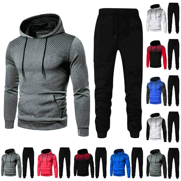 KaLI_store Suits for Men Fashion Men's Tracksuit 2 Piece Half-Zip Polo  Sweatsuits for Mens Casual Running Jogging Sport Suit Sets Grey,M 