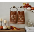 thumbnail image 2 of Serafina Home Autumn Fall Bath Fingertip Towels Bathroom Decor Farmhouse Harvest: Rust Dark Orange 100% Cotton Embroidered I Love Fall Most of All Delicately Etched Leaves Stitched Border, 12" x 18", 2 of 6