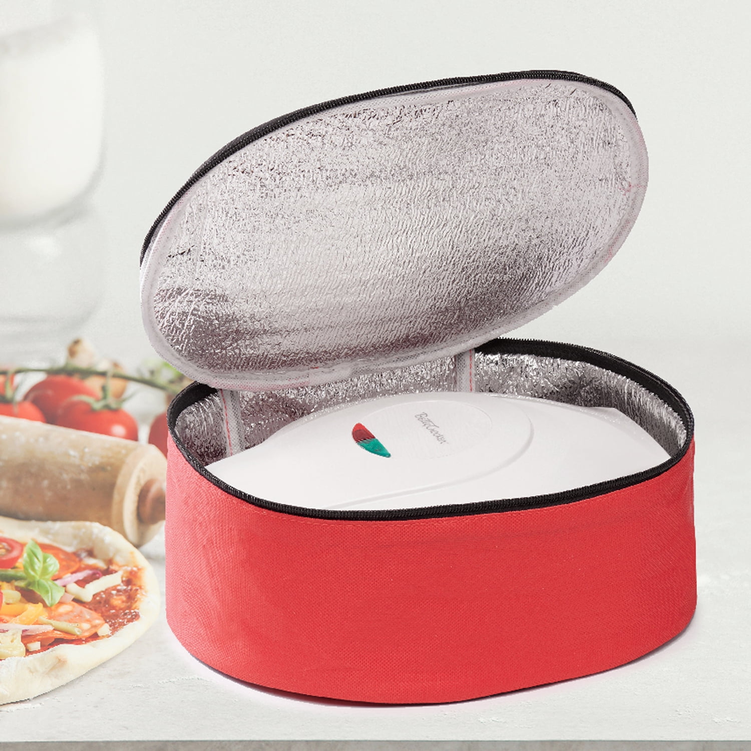 Betty Crocker 8-In. Indoor Electric Travel Nonstick Pizza Maker Plus with Insulated Travel Bag (White)