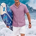 thumbnail image 2 of UVEASISHA Mens Linen Shirts Short Sleeve Casual Button Down Shirt Breathable Summer Beach Shirts Solid Color Regular Fit Collared Shirt Tops Pink XL, 2 of 10