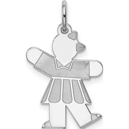 Sterling Silver Rhodium-Plated Kid Charm (25 X 14) Made In United States xk1578ss
