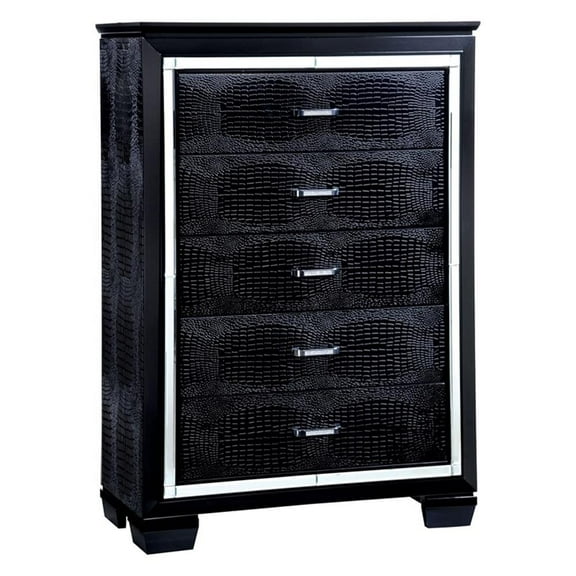 Furniture of America Rachel Contemporary Solid Wood 5-Drawer Chest in Black