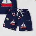 thumbnail image 3 of larppty Toddler Boy Summer Set Ocean Sailboat Embroidery T Shirt Striped Shorts Infant Boys Sea Life Clothes Vacation Outfit (Z01-Dark Blue, 2-3 Years), 3 of 4