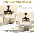 thumbnail image 3 of Depuley 36" LED Crystal Ceiling Fan with Lights and Remote Industrial Ceiling Fan Black Chandelier Ceiling Fan Retractable Blades for Living Room Bedroom Kitchen Dining, 3 Wind Speeds, 3 of 10