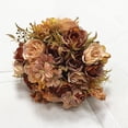 thumbnail image 6 of Vintage Artificial Peony Silk Flowers Dusty Orange Fake Flowers for DIY Wedding Bouquets Centerpieces Baby Shower Party Home Decoration Rustic Peony Bunch Pack of 1 (Orange), 6 of 14