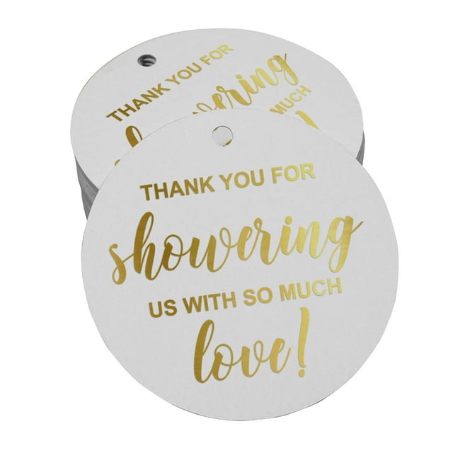 Inkdotpot Gold Foil Paper Hang Tags Thank You Baby/ Bridal Shower Favor Tags 100 Pieces