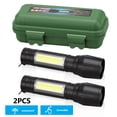 thumbnail image 1 of Linterna táctica recargable por USB de 2 piezas, luz de flash LED superbrillante con batería y cargador incorporados, con zoom, resistente al agua, 3 modos de luz, luz de antorcha portátil para, 1 of 7