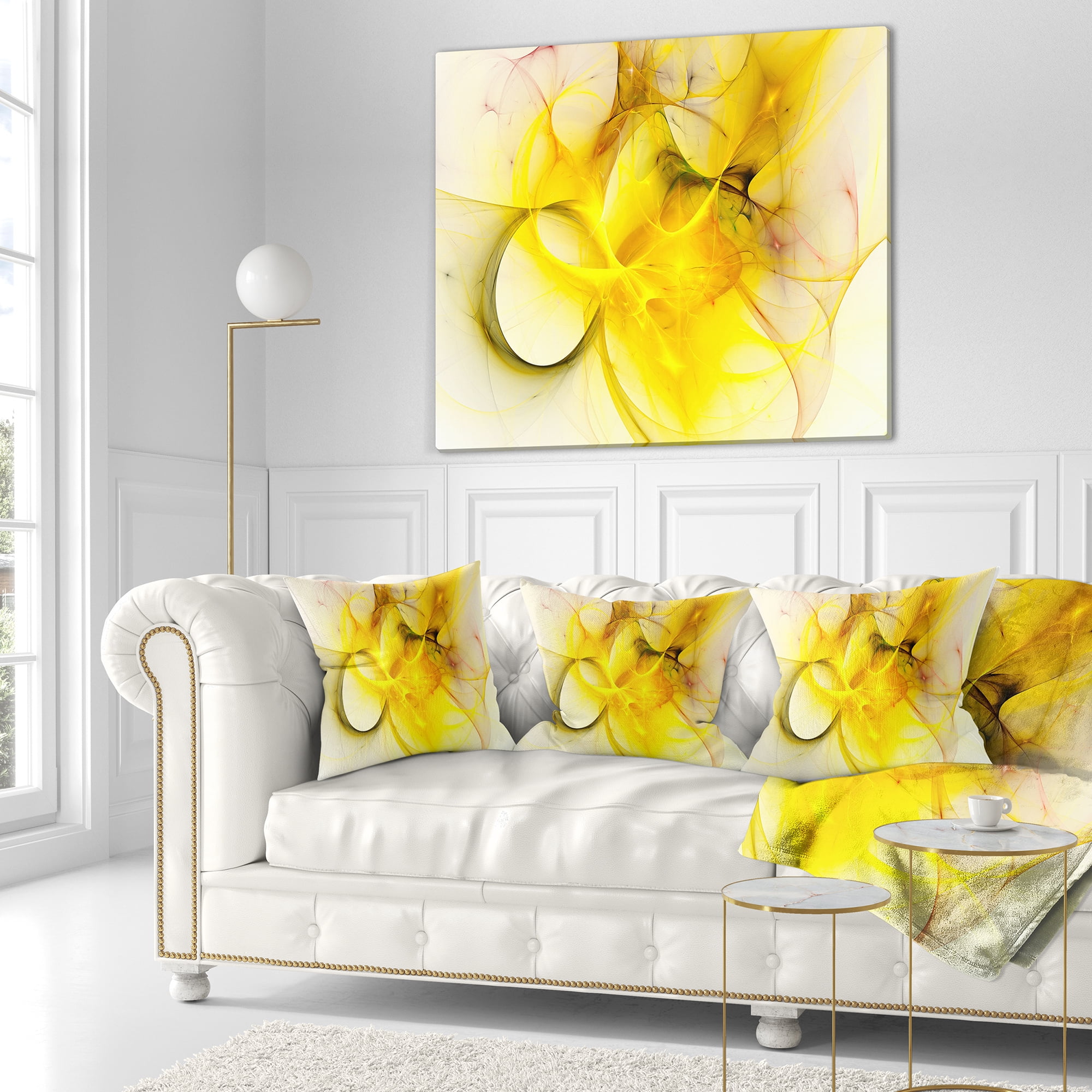 Designart Light Yellow Nebula Star - Abstract Throw Pillow - 16x16
