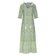 thumbnail image 4 of JUNWELL Robe Bohème d'Été pour Femmes, Robe Maxi Décontractée Grande Taille, Couleur Unie, Col en V, Robes Soleil, Dentelle à Franges, Longue Robe, 4 of 7