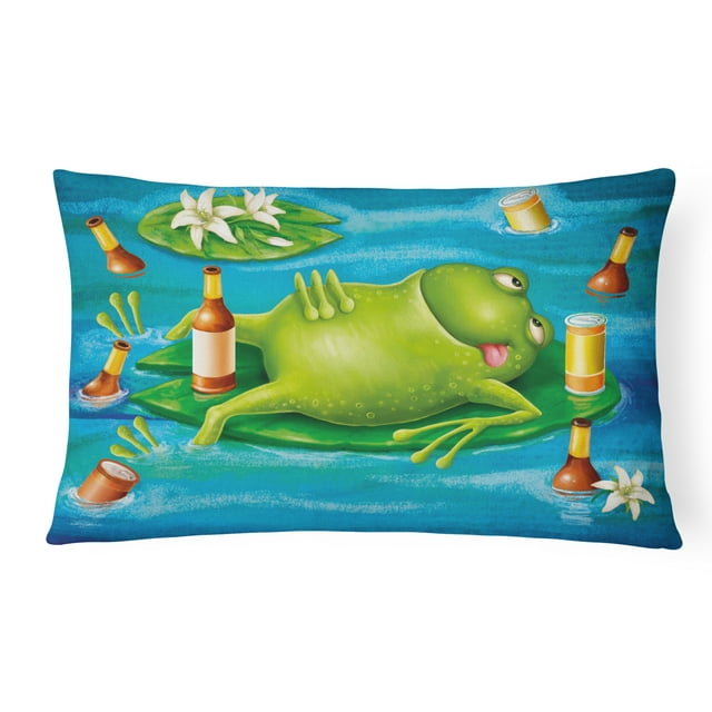 Carolines Treasures APH0093PW1216 Frog Drinking Beer Fabric Decorative Pillow