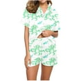 thumbnail image 1 of Jamicy Pyjama Mignon Femme Mode Décontractée Imprimé Manches Courtes Col à Revers avec Short Ensemble de Pyjama Confortable et Ample pour la Maison, 1 of 3