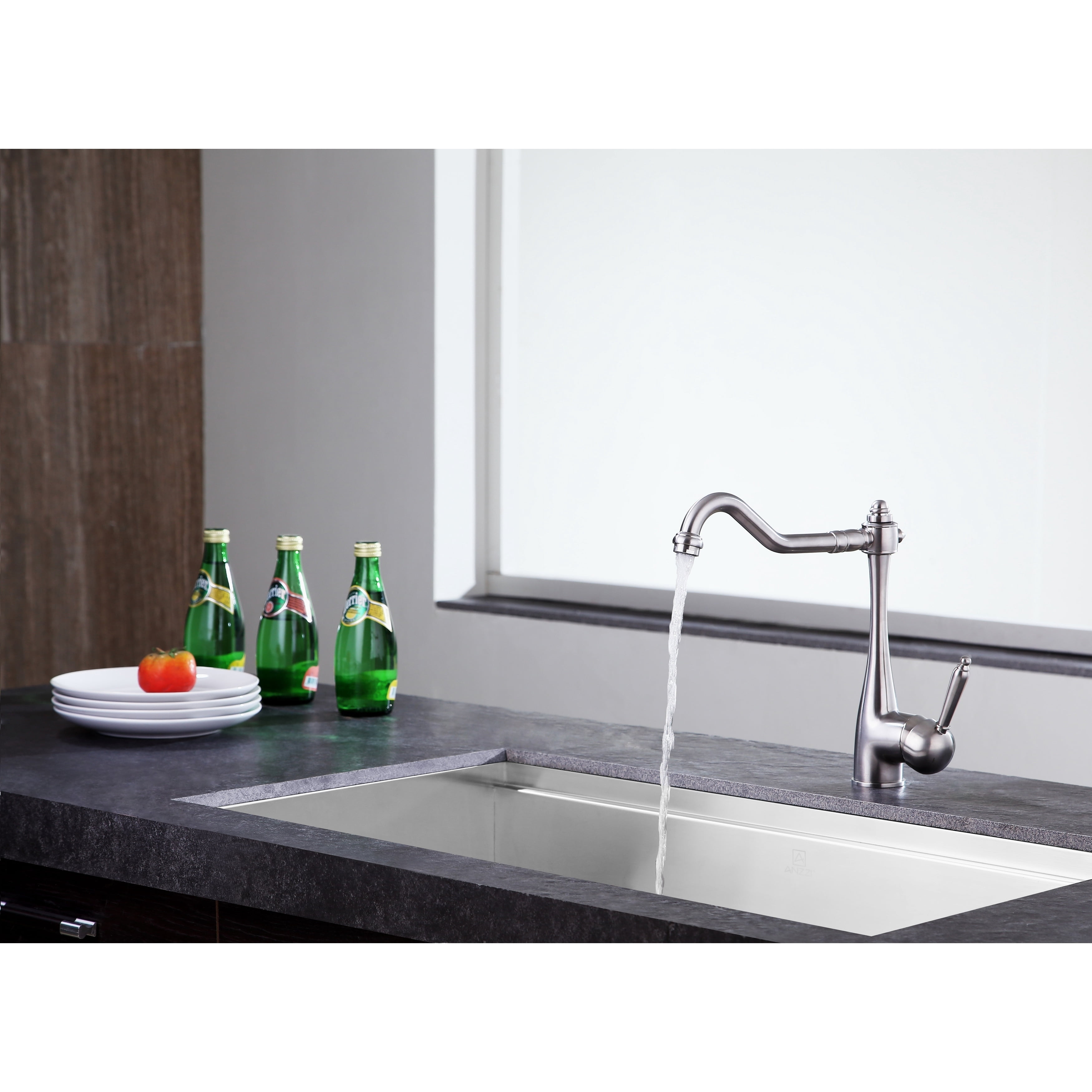 Patriarch Single Handle Standard Kitchen Faucet in Brushed Nickel